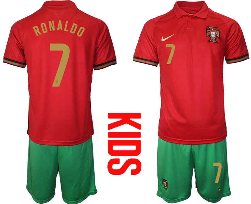 2021 European Cup Portugal home Youth #7 soccer jerseys->youth soccer jersey->Youth Jersey